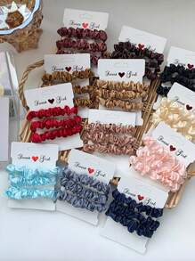 3pcs Classic Simple Elastic Hair Ties For Ponytails And Buns, Solid Color Hair Ties Casual,Dopamine Valentine's Day Valentines Ponytail Holders Hair Elastics Hair Rubber Bands Scrunchies Hair Rope Hair Accessories Head Accessories - Multicolor - View 4