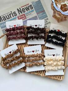 3pcs Classic Simple Elastic Hair Ties For Ponytails And Buns, Solid Color Hair Ties Casual,Dopamine Valentine's Day Valentines Ponytail Holders Hair Elastics Hair Rubber Bands Scrunchies Hair Rope Hair Accessories Head Accessories - Multicolor - View 3