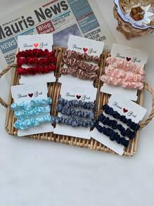 3pcs Classic Simple Elastic Hair Ties For Ponytails And Buns, Solid Color Hair Ties Casual,Dopamine Valentine's Day Valentines Ponytail Holders Hair Elastics Hair Rubber Bands Scrunchies Hair Rope Hair Accessories Head Accessories - Multicolor - View 5