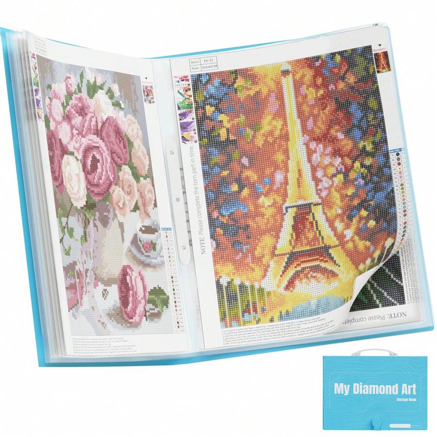 ARTDOT A3/A2/A1 Storage Book For Diamond Art Portfolio Folder For Diamond Painting Accessories With 30 Pocket Slevees Protectors (16.9x12.4inches),A2 Storage Book With 30 Pocket Slevees Protectors (16.4x22inches),A1 Storage Book With 13 Pockets, 26 Views Protectors (34x25.4inches) - AD-SB-SBA2 - 查看 1