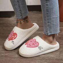 2023聖誕節女拖鞋,可愛的心形圖案拖鞋1對 - 白色 - 查看 3