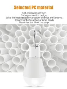 1 Pc 3w White Rechargeable Waterproof LED Solar Light Portable Solar Light Bulb Suitable For Tent Camping, Night Market Stalls - White - View 2