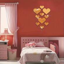 Heart-Shaped Wall Mirror, Suitable For Home Decoration - Gold - View 3