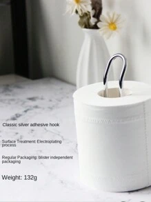 Wrought Iron Toilet Paper Holder & Roll Holder & Wall-Mounted Bathroom Tissue Holder - Silver - View 4