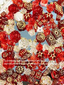 Một túi gồm 70g Hạt đá hoa hồng đỏ có viền vàng thấm băng, nơ, Ngọc trai giả Hỗn hợp Vòng tay tự làm thủ công, Vỏ điện thoại, Vòng cổ, Trang sức, Quà tặng tự làm từ bạn bè, Đồ trang sức đa chức năng đục lỗ và Đạo cụ trang trí có thể được sử dụng làm trang trí khung, tạo nên sự nổi tiếng Đạo cụ, đồ trang trí và phong cảnh bằng thiệp với mức giá phải chăng và tỷ lệ hiệu suất chi phí cao - màu đỏ - Xem 1