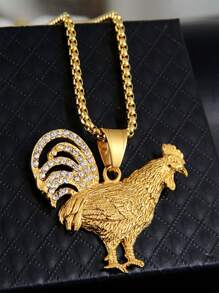 1個時尚多用途鑲嵌雞年生肖吊墜項鍊,男女適用 - 金雞 - 查看 11