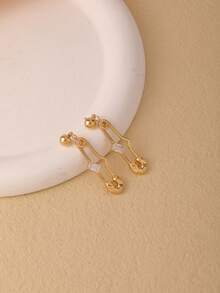 1只全新極簡主義創意金屬安全別針耳環,獨特設計和冷色調,適合女性 - 彩色 - 查看 5