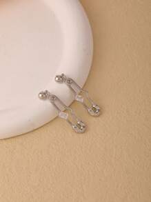 1只全新極簡主義創意金屬安全別針耳環,獨特設計和冷色調,適合女性 - 彩色 - 查看 6