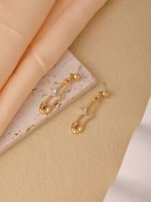 1只全新極簡主義創意金屬安全別針耳環,獨特設計和冷色調,適合女性 - 彩色 - 查看 3