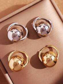 1 對個人化簡約且設計獨特的女士金屬球耳環 - A - 查看 2