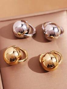 1 對個人化簡約且設計獨特的女士金屬球耳環 - A - 查看 5