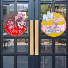 1塊情人節木質牌匾花圈門掛,適用於商店櫥窗裝飾 - 黃色 - 查看 4