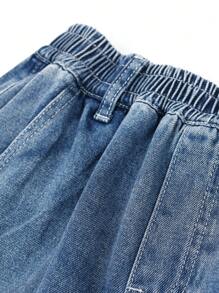 Tween Boy Color Blocking Star Pattern Denim Pants, Street Dance Jeans For Spring And Autumn