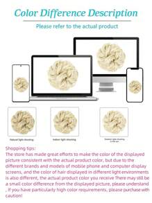 6 "Messy Bun Bun Hair Curls Synthetic Wavy Bun Ponytail Hair Extensions Thick Updo Bun Women Girls, Pale Grayish Brown And Bleached Blonde - Gold - View 7