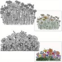 植物、花卉、樹葉、花朵的透明郵票,用於假日卡片背景裝飾和diy相簿製作過程中使用；植物、向日葵和花枝的透明橡膠郵票；假日問候卡製作、裝飾和diy相簿郵票。 - 白色 - 查看 1