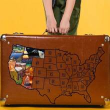 2 Pcs RV State Sticker Travel Map Of The United States, Include 50 State Stickers With Scenic Illustrations And White Background State Decals, Visited Map Sticker For Tracking Your Travel, RV Travel Trailer Camper Must Have Accessories - Multicolor - View 5