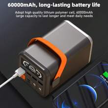 Power Bank, 60000mAh PD 20W Portable Charger LED Display Fast Charging External Battery Pack Compatible With IPhone IPad Laptop, Etc, Essential Power Bank For Outdoor Traveling - Black - View 2