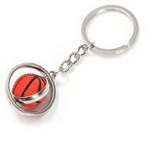 1pc Rotating Basketball Keychain, Metal Ball Keychain, Backpack Wallet Accessory, Holiday Gift. - Basketball - View 2