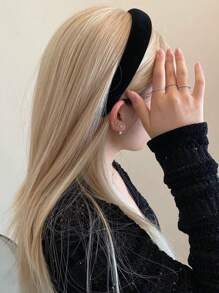 1件女士黑色丝绒缎带金色丝绒蝴蝶结高品质发箍，时尚复古头饰，适合日常佩戴、发型设计、洗脸、化妆、装扮、上学等场合，发箍，发圈，发带，发饰，头饰 - 黑色 - 查看 3
