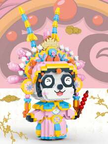風熊貓組合拼積木玩具創意桌面裝飾假日禮品1145塊 - 粉色 - 查看 1