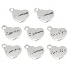 10pcs Charm Alloy Family Member Letter Heart Shape Pendant For DIY Jewelry Making Necklace Bracelet Gifts Accessories - Silver - View 7