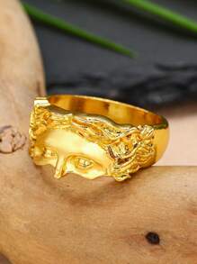 1PC Retro Half Face Ring Exaggerated Cool Style Ring with Minimalist Design