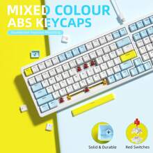 K3max 有線遊戲鍵盤,apex Pro Tkl 機械式鍵盤 75%,搭配 18 Rgb Led 背光,緊湊型復古鍵盤熱插拔 100 鍵,防重影 Mx Clicky 藍色/紅色開關,適用於 Win - 檸檬/紅軸 - 查看 3