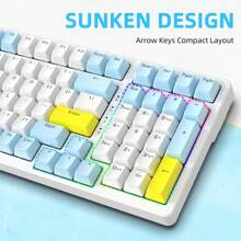 K3max 有線遊戲鍵盤,apex Pro Tkl 機械式鍵盤 75%,搭配 18 Rgb Led 背光,緊湊型復古鍵盤熱插拔 100 鍵,防重影 Mx Clicky 藍色/紅色開關,適用於 Win - 檸檬/紅軸 - 查看 8