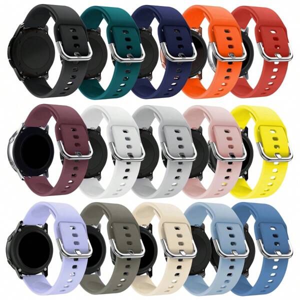 Conjunto de 15 piezas de correas de reloj de silicona de 20mm, 22mm y 18mm compatibles con compatible con Samsung Galaxy Watch Active 2 de 40mm y 44mm/Active de 40mm, compatibles con Galaxy Watch 3 de 41mm, compatibles con Galaxy Watch de 42mm/Gear S2, compatibles con Galaxy Watch 4, compatibles con Galaxy Watch 3 de 45mm, compatibles con Galaxy Watch de 46mm/Gear S3 Frontier, correas compatibles para hombres y mujeres, compatibles con Amazfit Watch