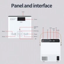1 pieza Proyector portátil mini WiFi, proyector de video para cine en casa 1080P, compatible con HDMI OUT/USB/AV/TF/TELÉFONOS INTELIGENTES, uso en interiores y exteriores - 03-gris - Ver 3
