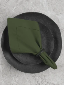 06 Guardanapos Ponto Ajour 100% Algodão  Mesa Posta - Verde Militar - Visão 4