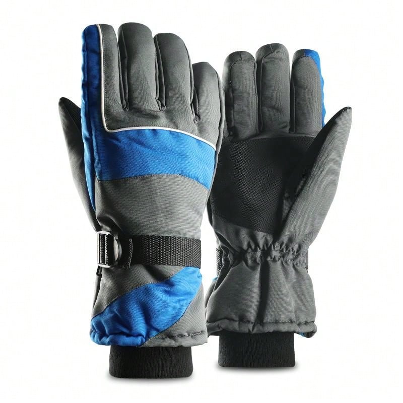 1 Pack Men'S Women'S White Gray Winter Thermal Touch Screen Ski Gloves