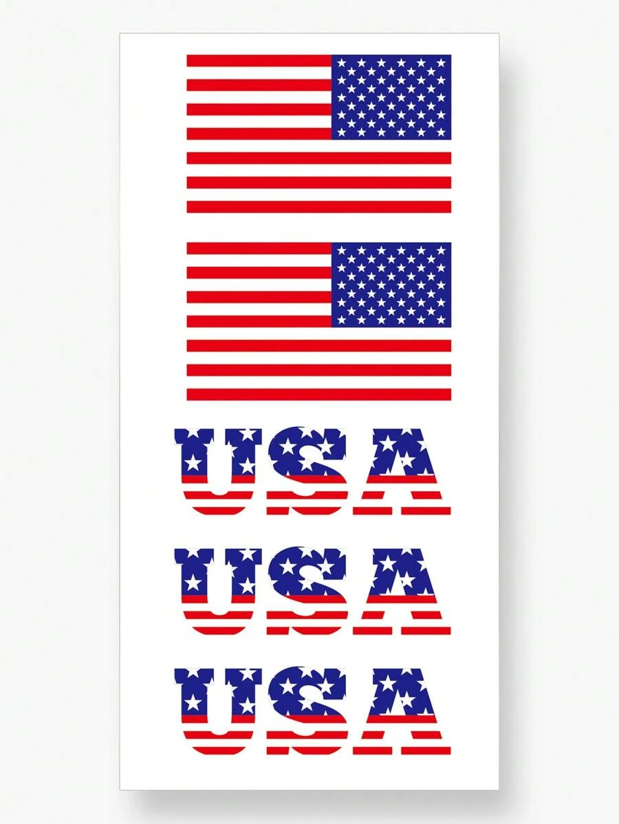 美國國旗,日,國慶節主題,星光圖案暫時性貼紙,一次性使用 - 彩色 - 查看 1