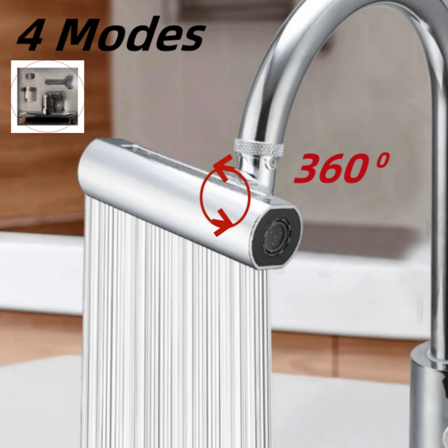 1个多功能水龙头适配器，适用于浴室洗脸盆水龙头、水槽水龙头更换配件，家居必备厨房用品，厨房配件，厨房工具 - 彩色 - 查看 1