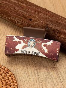 1 Pc PU Leather Western Cowhide Print Turquoise Stone Cowgirl Howdy MAMA Hair Claw Clip , Hair Accessories Gift For MUM, Mother'S Day Presents, Valentine'S Day Gift For Wife Girlfriend - Multicolor - View 10