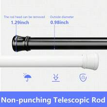 1pc White Punch-Free Telescopic Rod,(Diameter0.98in,Length19.25-31.49inch)Strong Spring Load-Bearing Shower Curtain Rod, Clothes Drying Rod, Support Rod, Window Curtain Rod, Door Curtain Rod, Bathroom Accessories - White Length 19.25-31.49in - View 3