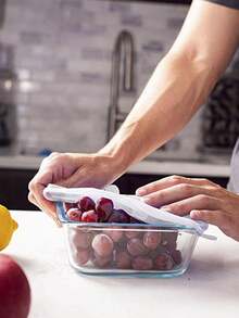 6 件/套 矽膠圓形碗蓋,適用於冰箱微波爐和新鮮食品保存 - 白色 - 查看 9