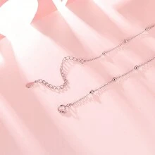 bamoer 1 件 925 純銀摺紙紙飛機項鍊鍍白金簡約心形項鍊女士情人節禮物 - 銀色 - 查看 5