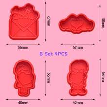 4pcs/Pack Valentine'S Day Lovely Cartoon Style Heart & Love Letter Shaped Cookie Cutters, Home Baking & Candy Making Diy Tools For Handmade Gift & Wedding Favor - B Set - View 4