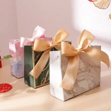 Wedding Favor Gift Bag Set With Handheld Paper Box For Festival, Party, Birthday, Bridal Shower, Chocolate, Candy, Snacks, Dessert Packaging - Marble Gift Bag Set - View 6