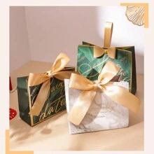 Wedding Favor Gift Bag Set With Handheld Paper Box For Festival, Party, Birthday, Bridal Shower, Chocolate, Candy, Snacks, Dessert Packaging - Marble Gift Bag Set - View 4