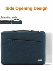 TECOOL Funda para portátil de 13-16 pulgadas, compatible con MacBook Air 13/15 M1/M2 (2012-2023), 13" Neo (2026), Pro 13/14/15/16 (2010-2022), Chromebook de 14-15.6" y Surface Laptops, a prueba de golpes y resistente al agua con asa - Azul vaquero - Ver 4