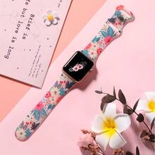 柔軟的矽膠錶帶適用於女士的apple Watch錶帶40mm、38mm、41mm,花卉印花圖案手鍊適用於系列8 7 6 5 4 3 2 1 Se - 彩色 - 查看 2