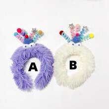 1pc Unisex Creative & Funny Monster Shaped Hair Hoop, Cute Plush Facial Washing Headband With Springy Design - Multicolor - View 1