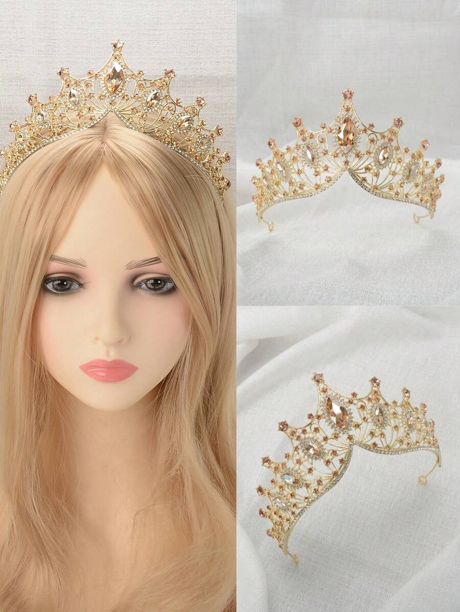 1入組女士多彩鑽石皇冠頭飾新娘頭飾 - 彩色 - 查看 1