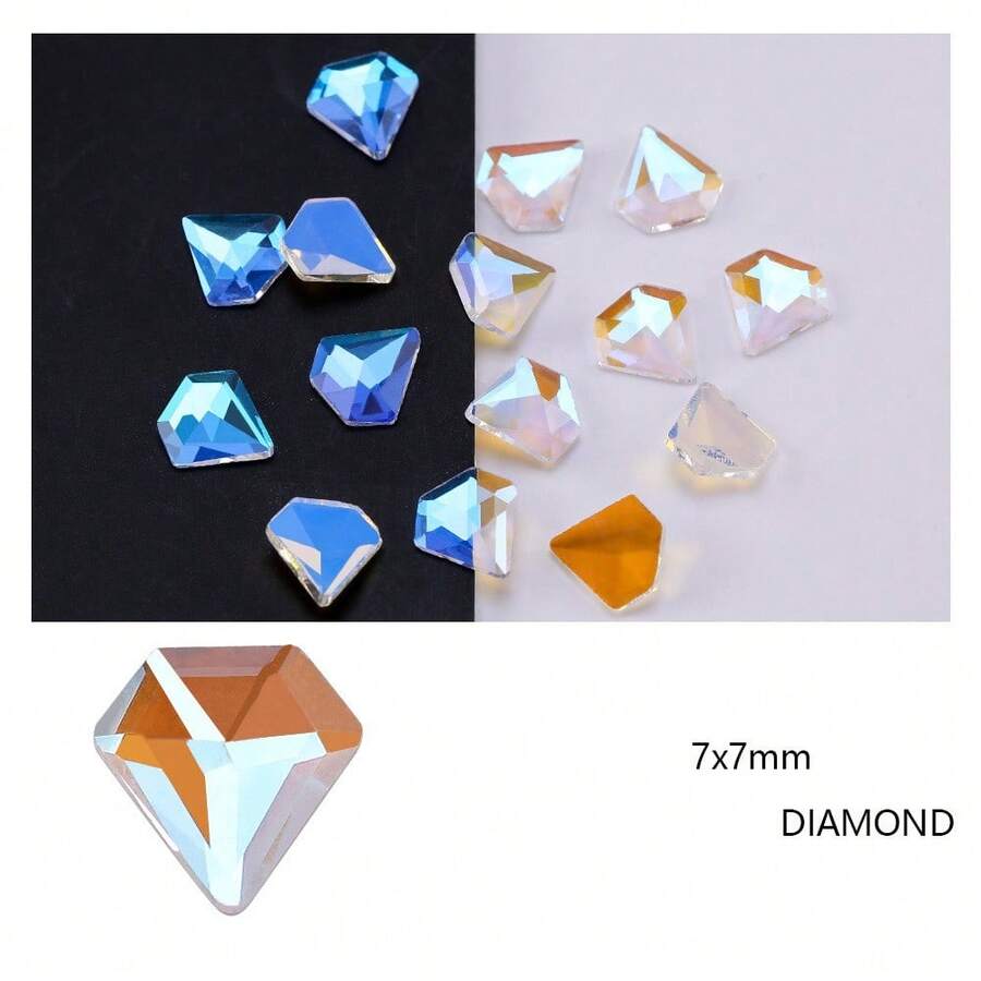 1 件装电镀 Ab 色美甲装饰平底不对称钻，50 件/包 - 光AB7*7鑽石 - 查看 1