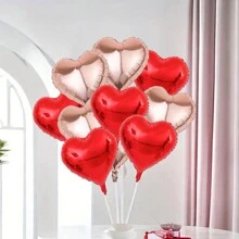 MECRLA 10入組紅色愛心鋁箔氣球和玫瑰金色愛心氣球,適用於婚禮、求婚派對、婚宴、照片背景、新娘派對和其他場合的裝飾 - 彩色 - 查看 5