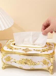 1 件复古玫瑰纸巾盒、家居装饰、家居用品、桌子、家居装饰、家居整理和储存、房间装饰、卧室房间装饰、厨房配件、厨房工具、厨房整理器、旅行、节日、纸巾盒架、餐巾架、节日家庭聚会、厨房餐桌装饰、家庭厨房卧室客厅餐厅、家居装饰配件、装饰盒、女性婚礼礼物、夏季旅行节日必备品 - 金白色 - 查看 9