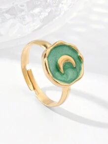 1pc Multicolor Crescent Shape Pendant With Dripping Oil Effect - Gold - View 2