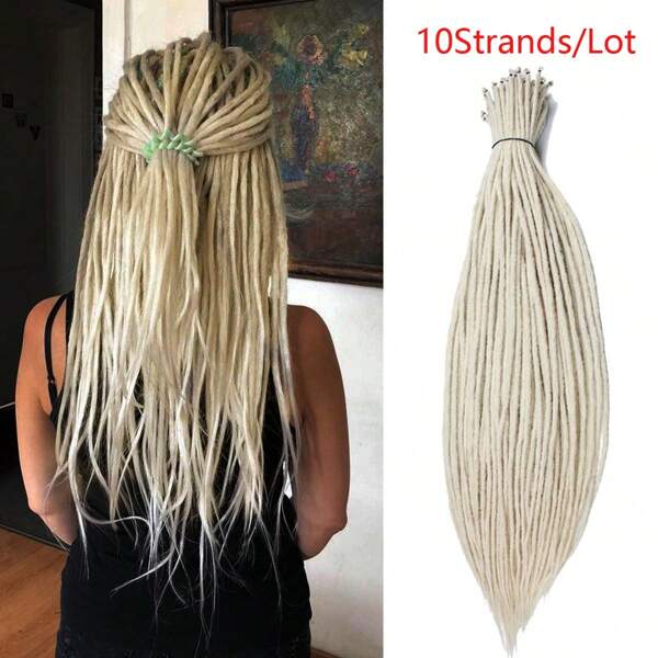 24"/36" Blonde Dreadlocks Extension Soft Handmade Synthetic Crochet Hair Super Long 0.6cm Dread Extensions Reggae Style For Women 10Strands/Lot
